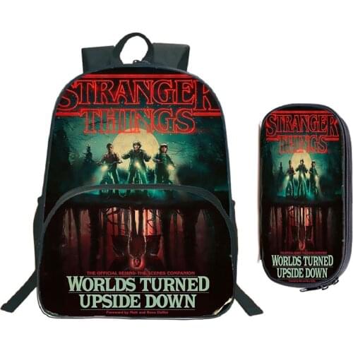 Stranger Things School Rucksack Boys Girls Backpack Fashion Colourful Pattern Daily Backpack with School Pencil Case