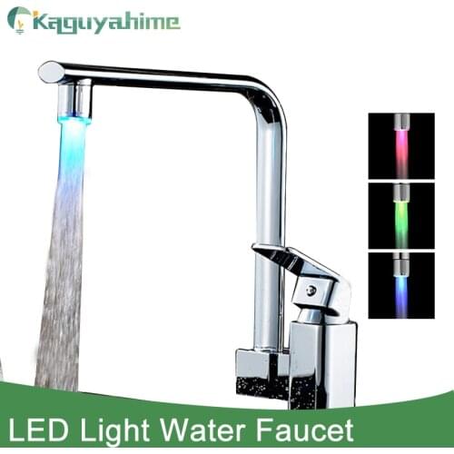 Kaguyahime New 3Color LED Light Change Faucet Shower Water Tap Temperature Sensor Levert Dropship Water Faucet Universal Adapter