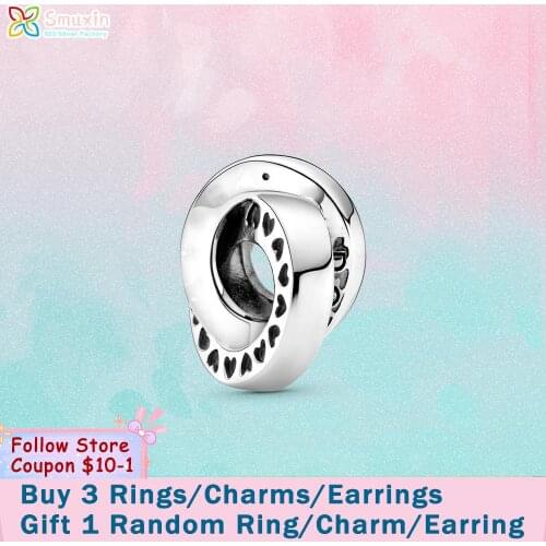 Smuxin 925 Sterling Silver Bead Spacer Charms fit Original Pandora Bracelets for Women Jewelry Making Girl Birthday Gift