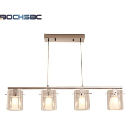 BOCHSBC Modern Crystal Chandelier 3/4/5 Heads Glass Lampshade Hanging Lamp Light Fixtures for Bedroom Dinning Room Living Room