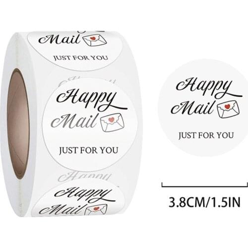Sealing Sticker"Happy Mail" Label Stickers Bread Tags Thank You Stickers for Small Business Mailing Supllies Envelope Packaging