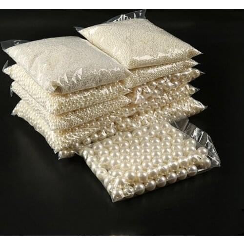 3/4/6/8/10MM Pearl Beads ABS Loose Round Beads Craft For Beige DIY Bracelet Earrings Sewing Beads Necklace Jewelry Making