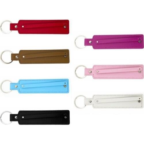 1pc PU Leather Key Ring Key Chain with 10mm Small Belt can through 10mm slide charm slide letters