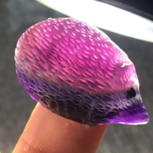 1Pc Natural Quartz Crystal Skull Carved Rainbow Fluorite Hedgehog Stone Healing Gemstone Home Decoration Figurine Small Ornament