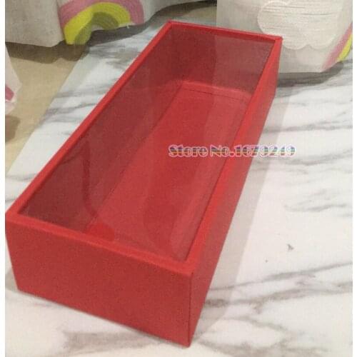 100pcs /lot Red Kraft Cardboard Box Gift Packaging Box With Lid Paper Box Jewelry Gift Packing Case With Clear PVC Window