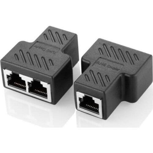 100Pcs/Lot 1 To 2 Ways LAN Ethernet Network RJ45 Female Splitter Double Connector Adapter Ports For Laptop Docking Stations