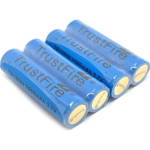 12pcs/lot TrustFire TR18650 3.7V 2500mAh 18650 Rechargeable Lithium Protected Battery with PCB Power Source For LED Flashlights