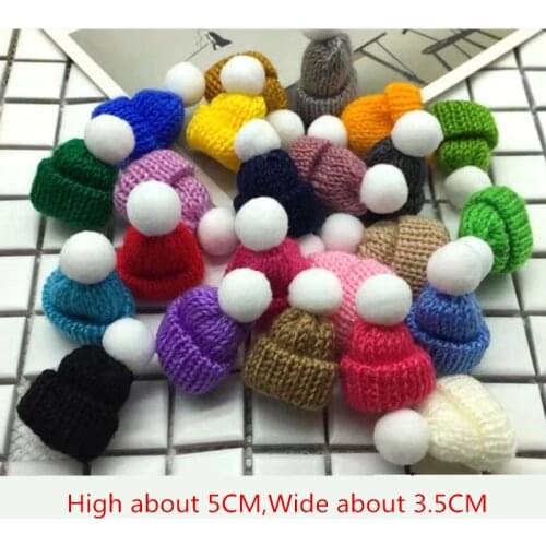 20PC Maomao Ball Mini Knitting Hat DIY Doll Decorative Supplies Phone Case Bag Garment Art Craft Material Children Hair Ornament