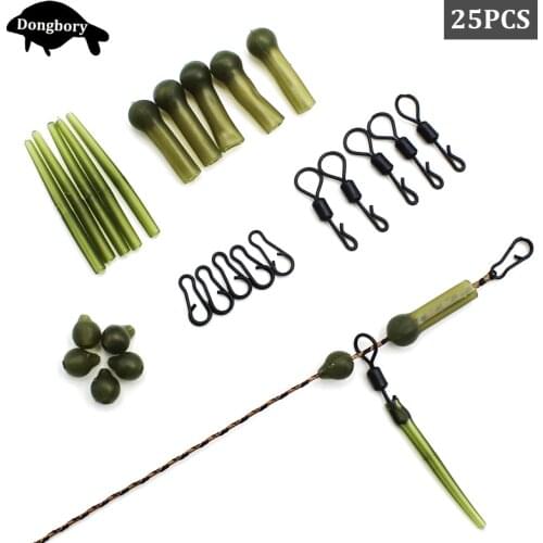 5Set=25PCS Carp Fishing Accessories Kit Helicopter Rig Chod Beads Rubber Rig Sleeves Anti Tangle Sleeve Kit for Chod Rigs Tackle