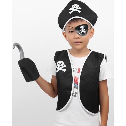 5Pcs Kids Pirate Costume Pirate Role Play Dress Up Set for Boys Girls Halloween Party Anime Cosplay Pirate Outfit Set