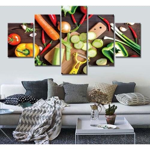 Home Decor Canvas Painting Kitchen Food Wall Art 5 PCS Picture Canvas Prints Modern Wall Pictures Kitchen Decor