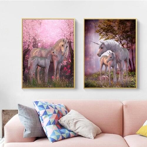 5D DIY Diamond Embroidery Full Square Pink Wonderland Unicorn Diamond Painting Cross Stitch Kits Diamond Mosaic Home Decor