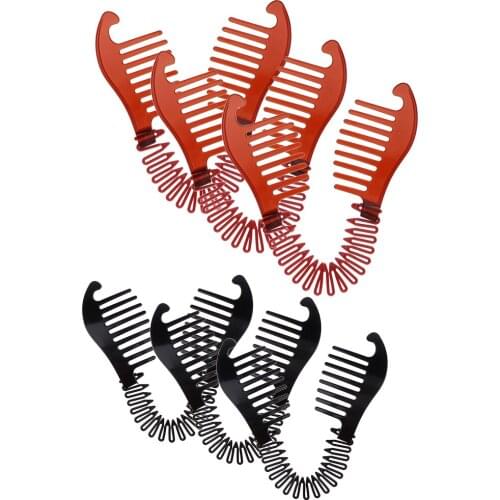 6Pcs Hairstyling Clip Bun Donut Twist Braid Ponytail Maker Accessories Brown & Black 16 x 7cm