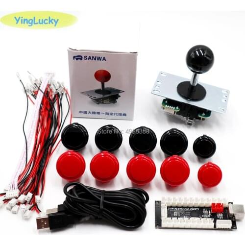 Arcade Joystick DIY Kit, Sanwa Joystick 8YT,OBSF 24MM, Arcade DIY Kit,USB PC Encoder, for Arcade Mame & Raspberry Pi 3B