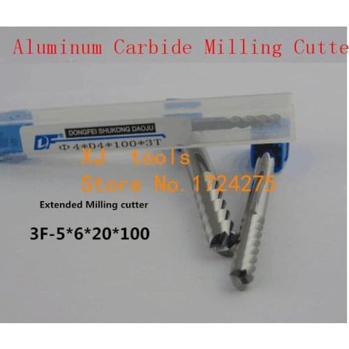 Free Shipping 5.0mm Long End Mill 5.0*6*20*100L 3 Flutes Aluminum Carbide End mills,Carbide CNC End mill Router Bits,lathe tool