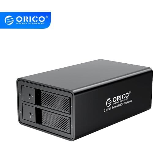 ORICO 95 Series 2 Bay 3.5'' SATA to USB 3.0 HDD Docking Station Support 32TB UASP With Fan 36W Power Adaper Aluminum HDD Case