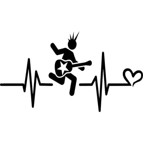 Guitar Guitarist Music Lover Rock Heartbeat Liveline Earphone Black/silver Car Sticker Decal Waterproof AL390