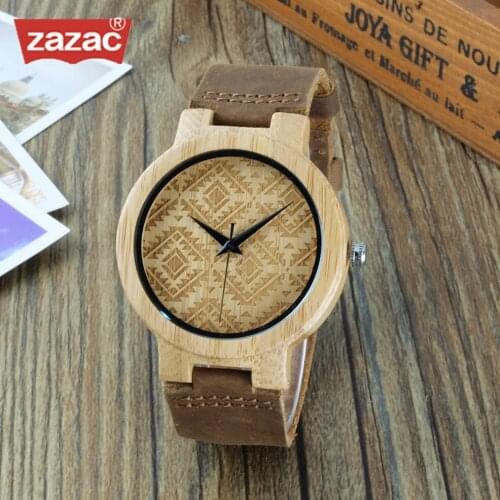 Hot Wood Watches Mens Unique 100% Nature Wooden Bamboo Handmade Quartz Wrist Watch Male Sport Red Hands Clock Masculino