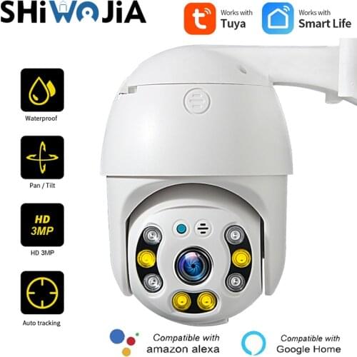 SHIWOJIA 3MP Ptz Outdoor Camera Wifi 4X Zoom Tuya Smart Life Cloud Alex Surveillance Cameras Action Cctv Security Cam
