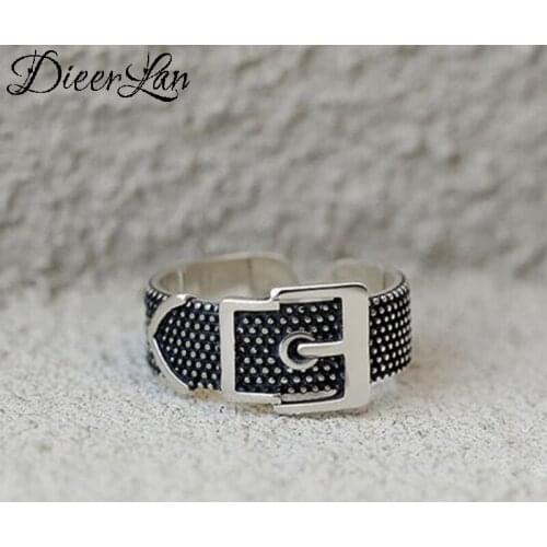 Personality Boho 925 Sterling Silver Belt Rings for Women Jewelry Retro Big Antique Rings Girls Christmas Gifts