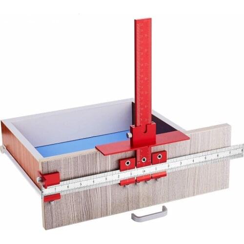 Red Aluminum Alloy Metric/Inch Cabinet Hardware Jig 4mm 5mm Drill Guide Cabinet Handle Template Jig