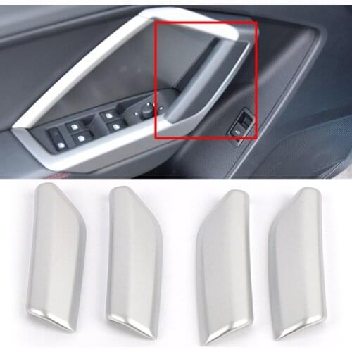 For Audi Q3 2019 2020 ABS Matte Silver LHD Car Accessories Inner Door Armrest Decorative Strip Cover Trims Interior Mouldings
