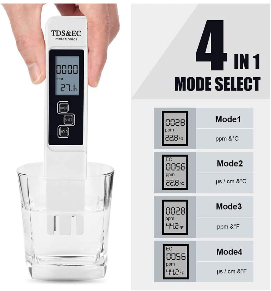 Multifunctional TDS Digital Water Tester Water Test Pen Water Quality Analysis Meter Water Purity Check 0-9999 Ppm Measurement