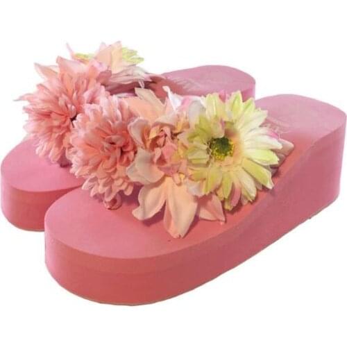 HAHAFLOWER fashion women sandals summer flip flops wedge platform slippers flower beach shoes bohemia sandal free shipping