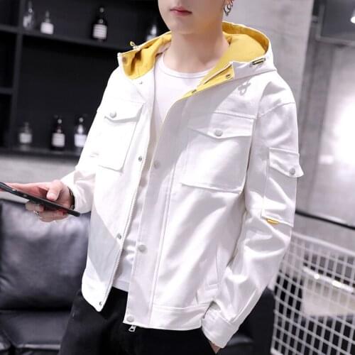 Mens Spring Autumn Casual Students Jacket Hooded Long Sleeve Outwear Cool Plus Size M-3XL Letters Pattern C45