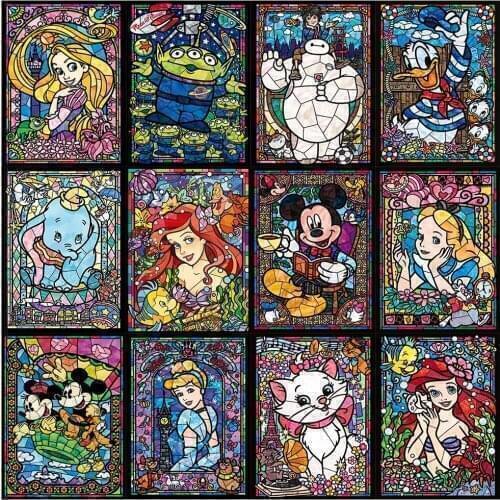 Disney 5D DIY Diamond Painting Color Series Cartoon Mickey Cross Stitch Kit Inlaid Diamond Mosaic Home Decoration Painting