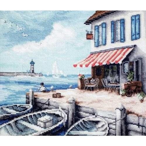 Small Seaside Scenery 40-35 Counted Cross Stitch 11CT 14CT DIY Chinese Cross Stitch Kits Embroidery Needlework Sets