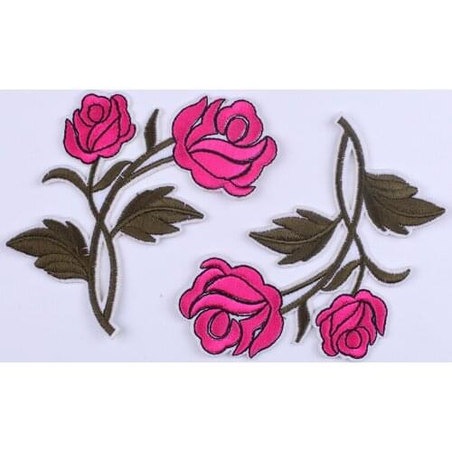 2pcs Flower Embroidered Patches for Clothing Fusible Sewing Application Sew on Patch Diy Iron-on Applique Stripes on Clothes Set