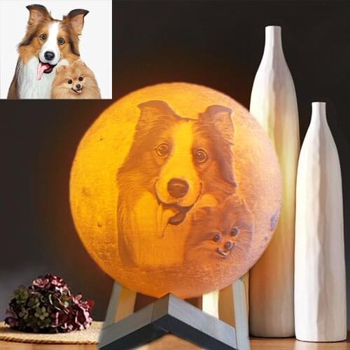Custom-Made Moon Night Light with Picture Text, 3D Printed Personalized Gifts 3 Colors Dimmable 12cm