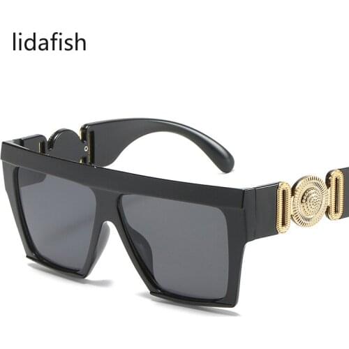 Lidafish 2021 New Retro Square Big Frame Sunglasses Women Men Personality Trend Street Style Jelly Color Sunscreen Sunglasses