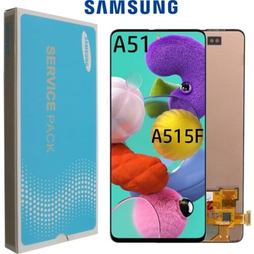 Original AMOLED For Galaxy A51 LCD with frame Digitizer Sensor Assembly For Samsung A51 Display A515 A515F A515F/DS,A515FD A515F