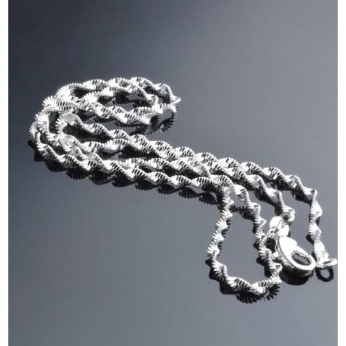 Silver Plated Necklace 2mm Water Ripple Chain Necklace For Women Jewelry Silver Color Clavicle Necklaces Charms Jewellery M245