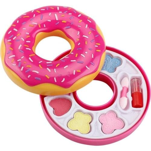 Donut Shape Lipstick Eye Shadow Makeup Cosmetic Palette Pretend Play Kids Toy