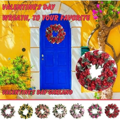 Front Door Decoration Wreath Simulation Valentines Day Wreath Decoration Venue Layout Props Wreath Home Ornament Decoration
