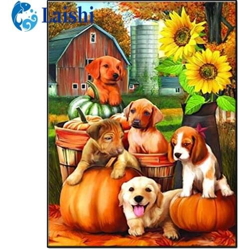 Full Square/Round Diamond Painting Farm landscape, kitten, puppy, pumpkin Diamond Embroidery Mosaic Cross Stitch Home Decor