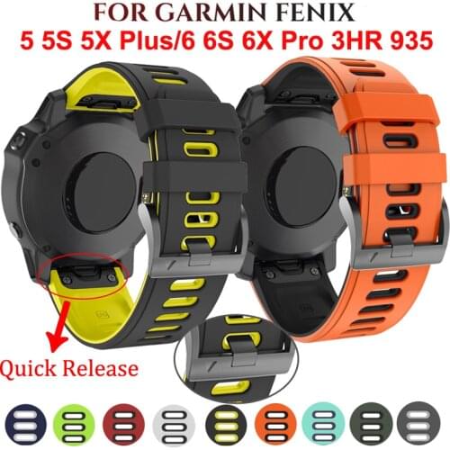 20 22mm 26mm Sport Silicone Watchband Wriststrap for Garmin Fenix 6X 6 6S Pro 5X 5 5S Plus 3 HR Easy Fit Quick Release wirstband