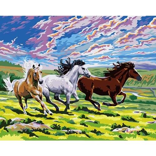 DIY Painting By Numbers Kits Drawing Paint By Number Acrylic wall pictures For living Room Artwork - Spring & horse DY090