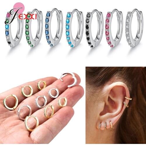 Mix Color 6 8 10mm Cz Hoop Earrings Tiny Cartilage Earrings Helix Daith Rook Lobe Earring Circle Ear Piercing Jewelry For Women