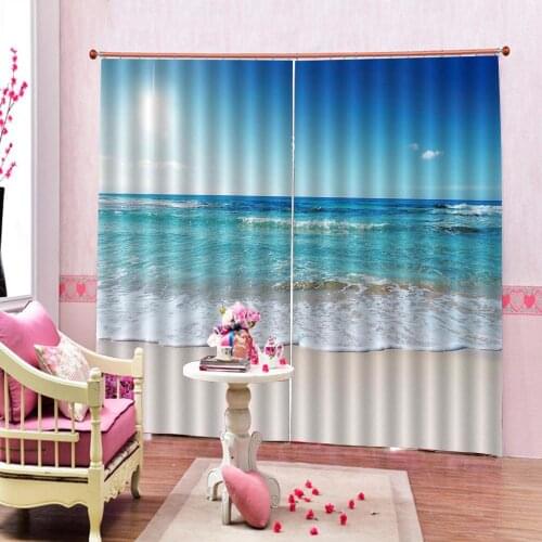 Blue curtains beacu Curtain office Bedroom 3D Window Curtain Luxury living room decorate Cortina