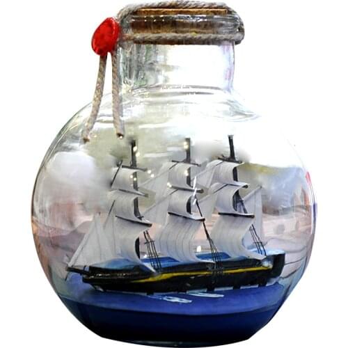 Mediterranean Pirate Ship Wishing Bottle Glass Sailing Boat Miniature Model Nautical Home Decor Gifts Crafts Small Ornaments