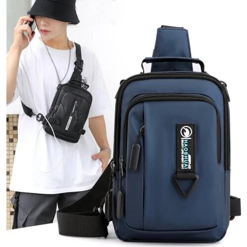 Men Cross Body Shoulder Bag Sling Backpack Waterproof USB Charging Sports Anti-Theft Chest Packs for Bike Gym Hiking Cycling