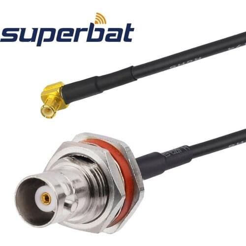 Superbat MCX Plug Right Angle to BNC Jack Bulkhead O-ring Straight Pigtail Cable RG174 50cm