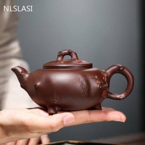 Yixing Handmade Tea Pot Plum Bossom Purple Clay Teapot Beauty Kettle Chinese Tea Ceremony Teaware Customized Gifts 280ml