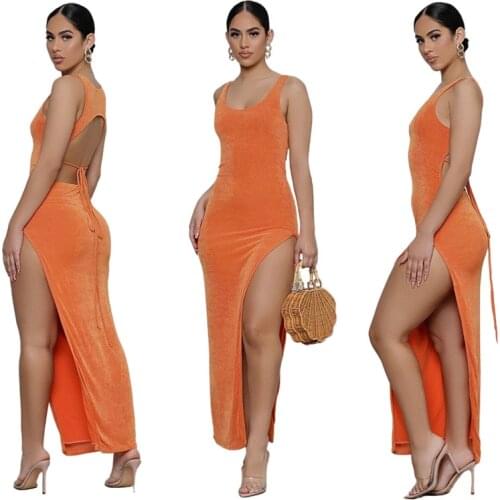 Neon Clothing Lace Up 2021 Summer Women Bodycon Long Midi Dress Sleeveless Backless Elegant Party Outfits Sexy Club Clothes