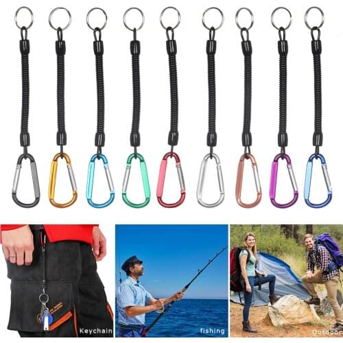 1pc Tactical Retractable Spring Elastic Rope Security Gear Tool For Outdoor Hiking Camping Anti-lost Phone Keychain