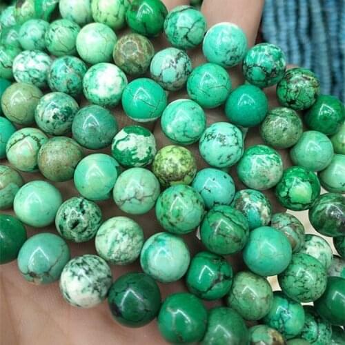 1 strings natural green turquoise beads round ball howlite stone strings size 8mm 10mm 12mm new arrival natural gem stone good